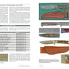 A catalog page presents antique knives and ERMA submachine guns featured in "ERMA: Erfurter Maschinenfabrik, 1924–2003, Vol. 3" by Schiffer Publishing, Ltd., with detailed images, historical info, production tables, and close-ups of engravings and sheaths.