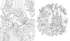 From Schiffer Publishing, Ltd., the Fairy Tales & Folklore Coloring Book features a detailed black-and-white line drawing of a woman with long hair sleeping in a floral bed surrounded by flowers and a castle—perfect for adult coloring enthusiasts.