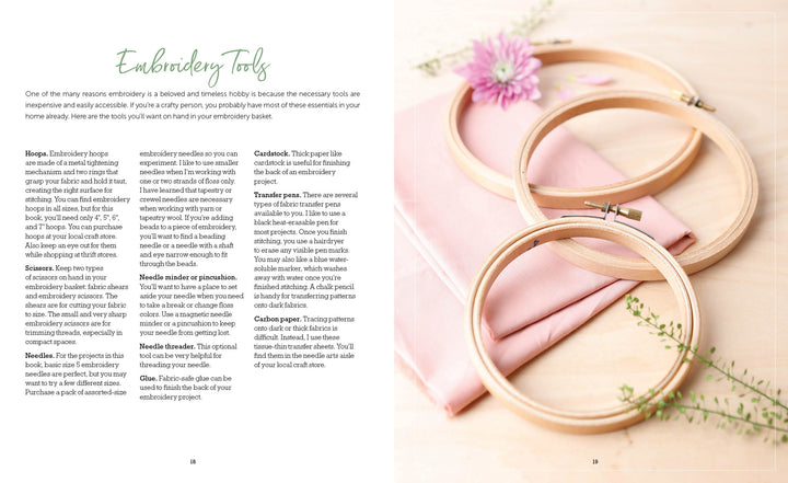 Cozy Stitches by Schiffer Publishing, Ltd. includes a page of embroidery tools—ideal for slow stitching and inspiring embroidery projects, especially for beginners.