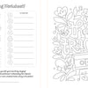 The Modern Folk Art Coloring Book by Schiffer Publishing, Ltd. includes two black-and-white pages: one with “Do what makes your soul happy” and florals, and another with “hat tracks,” a cassette tape, hearts, notes, and leafy accents.