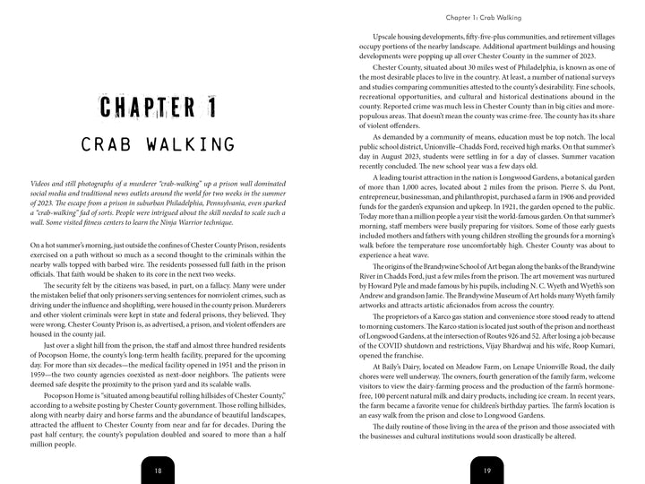 A page from "A Killer at the Door" by Schiffer Publishing, Ltd., expertly chronicles Danilo Cavalcante's prison escape and the Chester County manhunt.