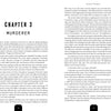 An open copy of "A Killer at the Door" by Schiffer Publishing, Ltd. shows Chapter 3: Murderer on pages 34-35, both filled with dense two-column text about the Danilo Cavalcante prison escape and Chester County manhunt, without illustrations.