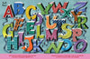 In "Maze Play" by Schiffer Publishing, Ltd., large, colorful 3D A-Z letters with unique patterns form a maze. Small characters walk a winding blue path amid butterflies and hidden animals. Text instructions are featured below the illustration.