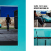A turquoise Chevrolet Corvette appears parked on an industrial road as a man stands nearby. The opposite page offers four detailed views, including badge and rear lights—ideal for fans of the Schiffer Publishing, Ltd. Chevrolet Corvette.