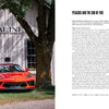 Two sports cars, including a striking Chevrolet Corvette from Schiffer Publishing, Ltd., are parked before a rustic building with a SALINE sign. Vintage railroad signs and the close-up of the red Corvette’s wheel add unique charm.