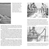 A two-page pictorial spread from Schiffer Publishing, Ltd.'s USS Massachusetts (BB-59) showcases black-and-white photos of battleships and sailors, with detailed text on World War II naval battles and ship movements.