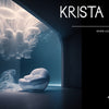 A modern white chair sits in a minimalist room illuminated by glowing lights. The text reads: Schiffer Publishing, Ltd.: Digital Art—when light is the new ink. Generative art meets bioluminescent design.