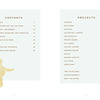 Two cream-colored pages display the table of contents for Magical Crochet by Schiffer Publishing, Ltd., outlining materials, techniques, and kids’ crochet projects. A charming illustration of a child with outstretched arms appears at the bottom left.