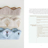 Magical Crochet by Schiffer Publishing, Ltd. features three pastel crowns—pink with gold trim, cream with bead accents, and light blue with an embroidered bee—arranged on white beside crown construction instructions.