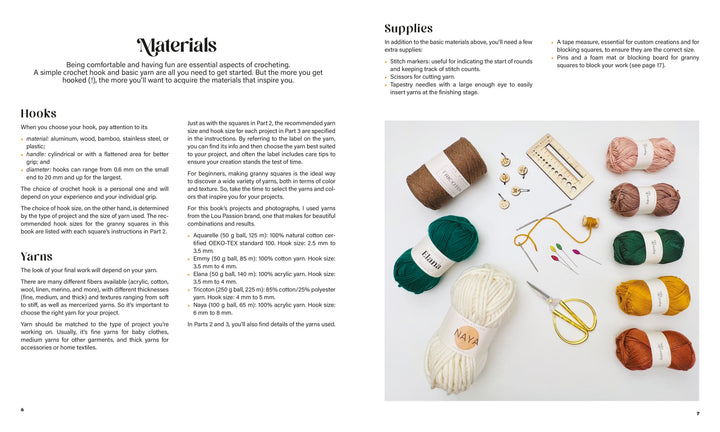 Granny Square Style by Schiffer Publishing, Ltd. is a book featuring various yarns, supplies, and beginner-friendly crochet patterns, including delightful granny squares.