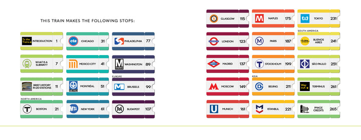 Transit Tourism" by Schiffer Publishing, Ltd. features subway-style graphics with city names and logos, organized by continent and route, celebrating transit systems and design in North America, Europe, South America, and Asia.
