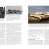 A two-page spread from "The Israeli Armored Corps" by Schiffer Publishing, Ltd. explores military history with text, black-and-white and color photos of soldiers and tanks, plus a vivid outdoor image highlighting the corps' legacy.