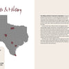 A map of Texas highlights seven forts with numbered markers. The page, titled "Forts & Military," is perfect for Texas travel guides. Sidebar lists sites by year and features Texas military history from Treasures of Texas by Schiffer Publishing, Ltd.