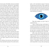 A spread from The Unifying Consciousness Tarot by Schiffer Publishing, Ltd. explores the four Minor Arcana suits and their elements, with a blue eye holding a tarot card at the center of the right page and text flowing around the image.
