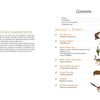 An open book, "The Field Guide to Embroidery" by Schiffer Publishing, Ltd., displays acknowledgments and a table of contents listing desert animals with illustrations—ideal for sparking North American wildlife embroidery ideas.