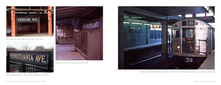 The Vintage New York City Subway Signs by Schiffer Publishing, Ltd. showcase the area's rich transit history with classic station signage.