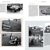 Two pages from *Nose Art of the 5th Air Force* by Schiffer Publishing, Ltd. feature black-and-white photos of WWII aircraft with shark mouth nose art and their Pacific theater crews, plus captions detailing each plane’s history.