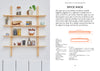 A wooden spice rack with five shelves holds jars and containers. Next to it is Welcome to Woodworking by Schiffer Publishing, Ltd., offering beginner tips, tool and material lists, and construction diagrams.