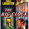 A vintage-style poster from "The Art of Classic Crime and Mystery Movies" by Schiffer Publishing, Ltd. features a man glancing back warily as another holds a gun by a giant clock, with bold titles and cast names displayed.