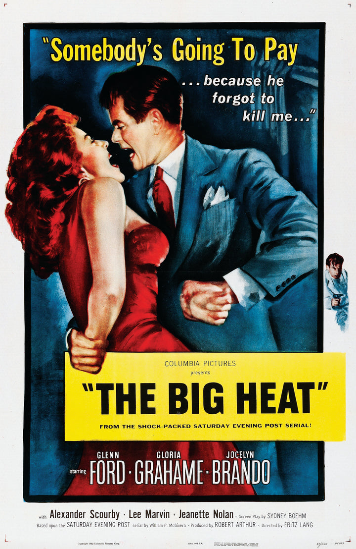 The Art of Classic Crime and Mystery Movies by Schiffer Publishing, Ltd. features vintage posters, such as a man in a suit grabbing a red-haired woman in red with the bold text "Somebody’s Going To Pay," and stars like Glenn Ford and Gloria Grahame.