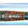 The book "Back Roads of the Mid-Atlantic States" by Schiffer Publishing, Ltd. features colorful autumn trees and houses along calm lakes, reflecting vibrant fall foliage—a stunning landscape photography scene under partly cloudy skies.