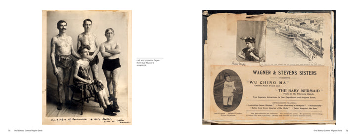 A collage of a man and a child, inspired by Maud Stevens Wagner, featured in this Schiffer Publishing, Ltd. product.