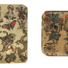 Maud Stevens Wagner by Schiffer Publishing, Ltd. features two aged sheets with vintage-style American tattoo flash—women, animals, butterfly, dragon, and traditional motifs—in faded colors on a yellowed background.