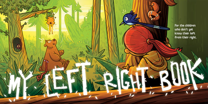 A child wearing a red beanie gazes at forest animals on the cover of Schiffer Publishing, Ltd.’s My Left and Right Book—an interactive book designed to help kids learn their left from their right.