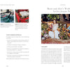 A spread from "Starting Your Floral Design Studio" by Schiffer Publishing, Ltd. features step-by-step petal cone instructions on the left and a bride and groom outdoors amid vivid floral designs on the right.