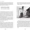 A two-page spread in "Southern Arizona's Most Haunted" by Schiffer Publishing, Ltd. explores the eerie Santa Rita Hotel with two black and white photos: its palm-lined exterior and a woman by a commemorative plaque at the site.