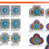 A Bright & Beautiful Guide to Drawing Mandalas by Schiffer Publishing, Ltd. offers a step-by-step coloring guide, showing each stage from black-and-white outlines to fully colored blue, green, orange, and purple mandala designs—ideal for learning mandala art.