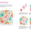 Creative Sketchbook Magic" by Schiffer Publishing, Ltd. is an art guide featuring a central watercolor bouquet in pink, orange, and teal with six step-by-step illustrated tutorials for painting vibrant floral arrangements.