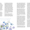 A magazine page from Schiffer Publishing, Ltd.'s "Realistic Self-Care for Moms" discusses emotions and boundaries for moms, featuring a watercolor of blue and purple wildflowers with butterflies at the bottom left corner.
