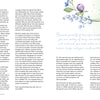 The magazine spread, "Realistic Self-Care for Moms" by Schiffer Publishing, Ltd., offers self-care tips for busy moms with a floral purple and blue border and an inspiring cursive quote: You are worthy of being cherished and nurtured.