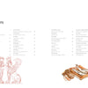The contents page of Atlas of Lost Civilizations by Schiffer Publishing, Ltd. features red mythological figures on the left and an ornate artifact-filled box on the bottom right, highlighting ancient cultures and obscure civilizations.