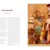 A spread from "Atlas of Lost Civilizations" by Schiffer Publishing, Ltd. shows text on the left and an illustration of a Moai statue, traditional objects, and tools in warm earthy tones on the right.