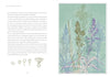 An illustrated page from *Atlas of Elementary Botany* by Jean-Jacques Rousseau (Schiffer Publishing, Ltd.) shows pastel botanical drawings of grasses and flowers, detailed sketches, and text inspired by Rousseau’s letters.