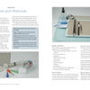 A two-page spread from Schiffer Publishing, Ltd.'s "Projects and Techniques for Metal Clay Jewelry" shows metal clay and tools on the left, and a work surface with jewelry-making supplies plus text on the right.