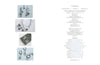 Four photos display handmade silver metal clay jewelry—leaf charms, a beaded necklace and earrings, a woven bead piece, and circular links—featured in "Projects and Techniques for Metal Clay Jewelry" by Schiffer Publishing. The right shows the book’s contents page.
