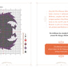 Monsters and Mayhem in Cross-Stitch" by Schiffer Publishing, Ltd. features a Mothman pattern with black and purple wings and includes facts plus a quote about his glowing red eyes on the opposite page.
