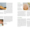 The book "Green Wood Turning" by Schiffer Publishing, Ltd. features spreads with text and images on wood surface finishing—covering staining and varnishing steps with photos—ideal for wood lathe beginners or woodturning project enthusiasts.