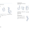 The Embroidery Handbook for Beginners by Schiffer Publishing, Ltd. features diagrams and instructions for four stitches—feather, straight feather, oblique feather, and double feather—with step-by-step visuals using dashed lines and arrows.
