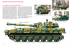 From Schiffer Publishing, Ltd.'s "Armored Forces of Russia and the Soviet Union," a 122 mm self-propelled howitzer appears in green-yellow-brown camo, with inset images showing it driving, at rest, and in firing position alongside feature details.