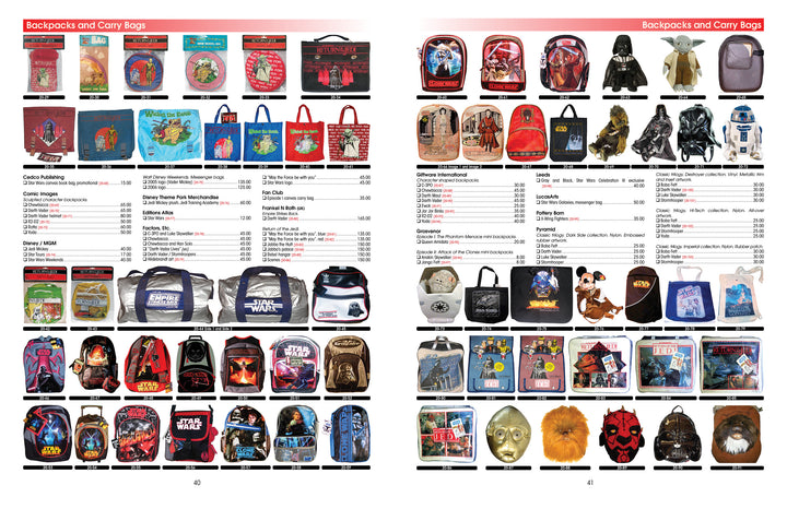A catalog page features the Star Wars Super Collector's Wish Book, Vol. 1, 2nd Edition by Schiffer Publishing, Ltd., with product images, descriptions, item numbers, and prices in a grid—a must for Star Wars collectors.