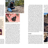 A magazine spread for "Finding Nevada Wild" by Schiffer Publishing, Ltd. features rockhounding tips, photos of people searching in nature, close-ups of garnet stones in hand, and rock specimens outdoors—inspiring Nevada adventures.