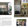Schiffer Publishing, Ltd.’s Handcrafted Bicycles showroom and workshop showcase unique art, tools, and artisanal bikes. A photo features a gold model; another shows three happy people—one with a dog—celebrating skilled builders.