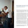 A man in glasses and a white shirt works on a bike frame in a workshop filled with tools and shelves, embodying the spirit of bicycle building. On the right is text about Handcrafted Bicycles from Schiffer Publishing, Ltd.