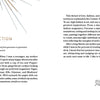 The Couture Tarot introduction spread by Schiffer Publishing, Ltd. features a sunburst illustration top left, text on fashion inspiration, memories, the author’s creative journey, and ends with a signature “With love, Megan” at the bottom right.