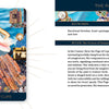 A whimsical Couture Tarot card by Schiffer Publishing, Ltd. depicts the Page of Cups as a ballerina in a seashell crown and pink tutu amid ocean motifs. The right side displays text explaining this fashion tarot card’s meaning.