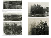 A collage of five black-and-white historical photos from "Oskar Dirlewanger" by Schiffer Publishing, Ltd. shows Waffen-SS soldiers with armored trains, some standing nearby, others seated or on top, in a rail yard.